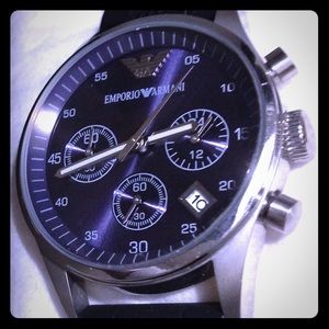 Armani Sportivo AR5858 Blue Face Black Band Watch